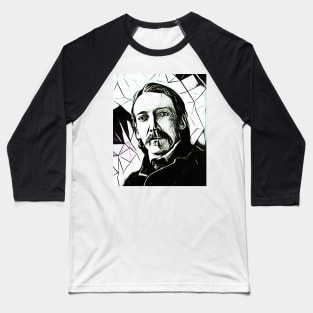 Robert Louis Stevenson Black and White Portrait | Robert Louis Stevenson Artwork 7 Baseball T-Shirt